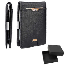 (SET B) Mens Slim Wallet with Money Clip, RFID Blocking ,Bifold Credit Card Holder for Men, with Gift Box-2025