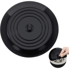 Silikonová odtoková zátka do vany a umyvadla, flexibilní a snadno čistitelná, pro domácnost i cesty (černá, 15 cm)