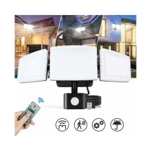 Refletor externo de alta qualidade, luz de segurança LED de 45W com detector de movimento e controle remoto, holofote branco frio