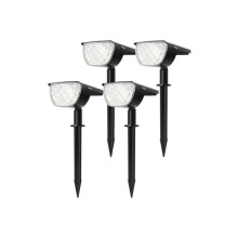 Luminária de jardim movida a energia solar com 33 LEDs, foco óptico inteligente integrado, construção robusta e cabeça de lâmpada