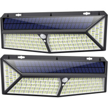 Refletor de segurança para jardim, ângulo de feixe extremamente amplo de 270, luz solar externa de carregamento rápido com bater