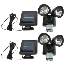 Refletor solar duplo de segurança com 22 LEDs e sensor de movimento para uso externo.