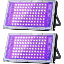 Conjunto de 4 lâmpadas de luz negra LED UV de 100W para festas neon, à prova d'água IP65, com plugue e interruptor, holofote para.