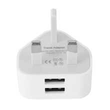 Universal Usb Uk Plug 3 Pin Wall Charger Adapter With Usb Travel Charger Charging For Phone (2 Port)