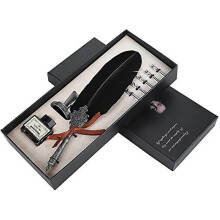 Quill Pen Calligraphy Pen Handmade Dip Pen Vintage Quill Writing Alloy Writing with Pen Nibs Gift Box Set Ink Bottle for Executive and Office Decorati