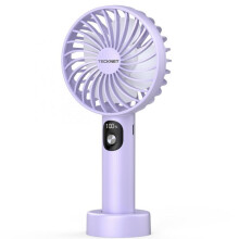 TECKNET Handheld Fan, Portable USB Hand Held Fan Rechargeable with LED Display, Mini hand fan 3 Speed Battery Operated Detachable Base Cooling Desk
