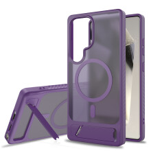 (DarkPurple) Kompatibilní kryt s TPU a PC, stojánkem a MagSafe pro Galaxy S24 Ultra