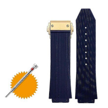 (25mm-19mm, blue A gold) Horlogebandje voor Hublot Big Bang, waterdicht siliconen herenhorloge, horlogebandje met schakels, horlogeaccessoires, rubber