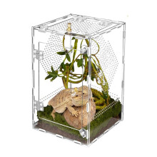 Terrario Acrílico para Reptiles, Fácil de Montar, Transparente A 360 y con Diseño Seguro para Arañas Saltarinas, Tarántulas y Geckos A