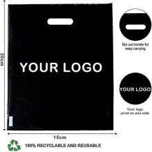 (25X35cm, Red) 100 Pcs Customized Logo Color Shopping Bag With Handle Plastic Gift Bag Businss Customer Plastic Bag(excluding Printing Fee)