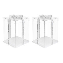 2pcs 3 in 1 Birthday Cake Party Gift Packaging Boxes Clear Transparent Boxes