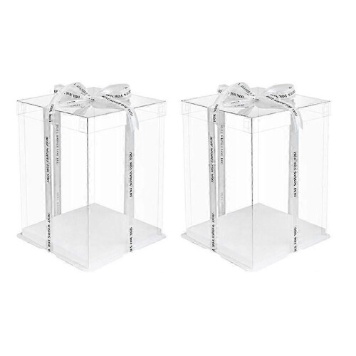 2pcs 3 in 1 Birthday Cake Party Gift Packaging Boxes Clear Transparent Boxes