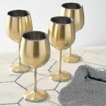 4 Gold Wine Glasses 540 Ml Matte Stainless Steel Shatterproof Glass Set Gift Box-yuyu
