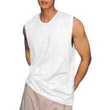 Mouwloze Shirts voor Mannen Casual Tanktops Spier Shirt Zomer T-Shirts Strand Losse Fit T-Shirt Wit S