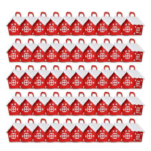 50pc Christmas Bag Box Cookie Treat Box House Shape Box for Candy Gift Holiday Party Supplies for New Year Kids Gift Red House