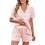 Women'S Lapel Collar Short Sleeve Button Down Top & Drawstring Shorts Pajama Sets  S 1
