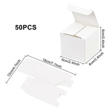 50 Pack White Gift Boxes Paper Boxes Crafting Cupcake Boxes 2.3x2.3x2.3 inch with Lids for Gift Wrapping Birthday Wedding and Party Decoration DIY