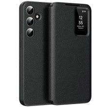(Black) Kompatibilní kryt pro Samsung Galaxy A56 5G s pouzdrem na karty, chytrý kožený kryt s okénkem pro mobilní telefon