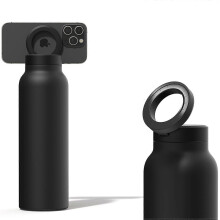 (Black) 710ml termoska s magnetickým kroužkem na uchycení telefonu - horká 12 hodin, studená 24 hodin, otočná o 360, dárková s