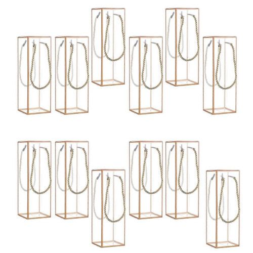 Set of 12 Delicate Gift Wrapping Boxes Stylish Rectangular Clear Gift Boxes with Gold Frame for Celebration Multicolor