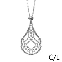 (L, White) Adjustable Crystal Net Metal Necklace for Women Men Stone Collecting Holder