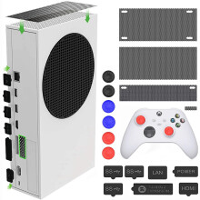 GAMSURFING Dust Cover Kit for Xbox Series S, 4 Dust Mesh Filters, 7 Silicone Port Plugs, 6 Thumb Grip Caps, Anti-Dust Accessories Set for Xbox Series