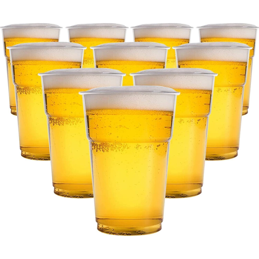 Zuvo Avlash Pack Of 50 Clear Plastic Full Pint Glasses 660Ml Disposable Drinking Cups For Parties Events Bbqs Catering