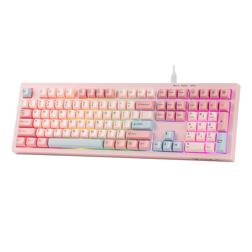 Mechlands Aula S102 Membrane Gaming Keyboard With Number Pad, 100% Full Size Layout, Usb-C Wired, Rgb Backlit, Creamy Silicone Structure, Silent Keyb 5007162773785