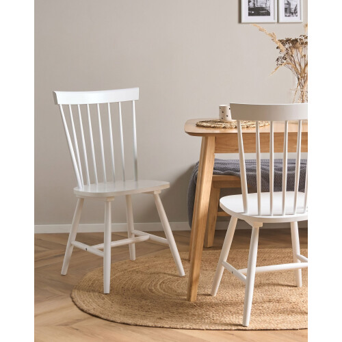 Beliani Set of 2 Dining Chairs BURGES Wood White 1