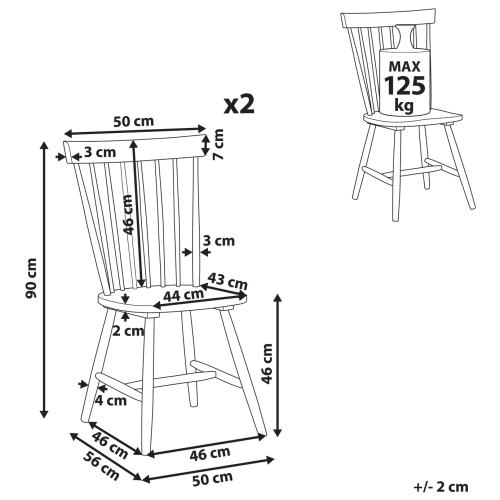 Beliani Set of 2 Dining Chairs BURGES Wood White 2