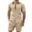 Completi da Uomo In Due Pezzi con Pantaloncini e Tuta A Maniche Corte Cachi S 1