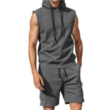 Mannen Trainingspakken 2-Delige Set Casual Mouwloze Hoodie Tanktop en Shorts Gym Sweatsuits Grijs L