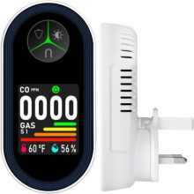 Combinatie gaslekdetector en koolmonoxidedetector, 4-in-1 wandmodel met stekker, koolmonoxide- en gasmelder met HD-scherm en indicator, visueel e