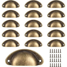16 poignées coquille, poignées de tiroir vintage, poignées et boutons de porte de placard de cuisine rétro en demi-cercle, poignées de porte de c