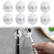 Tandenborstelhouder voor aan de muur, 8 stuks, tandenborstelhouder met zuignap, siliconen tandenborstelhouder voor aan de muur, geen boren nodig,