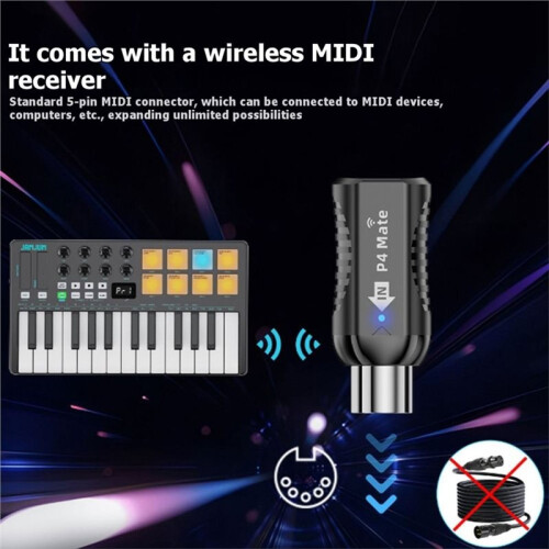 JAMJUM MIDI Control Keyboard with Drum Pad/Knob, Wireless MIDI Controller with 25 Velocity Sensitive Keys 8 RGB Backlit