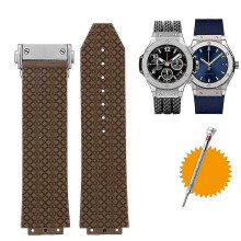(25mm-19mm, brown silver) Λουράκι ρολογιού για Hublot Big Bang Σιλικόνης Αδιάβροχο Ανδρικό Ρολόι Α
