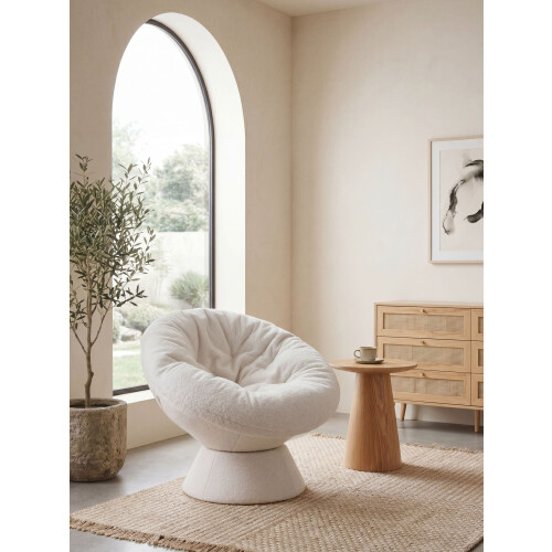 Beliani Swivel Armchair RINGSTED Boucle Off-White 1