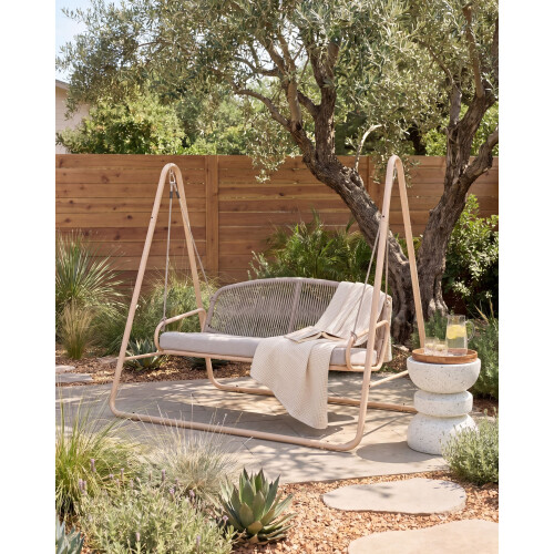 Beliani Patio Swing NORCIA Metal Beige 1