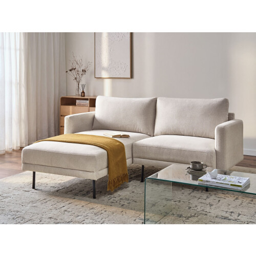 Beliani Corner Sofa 2 Seater BREDA Fabric Light Beige Right Hand 1
