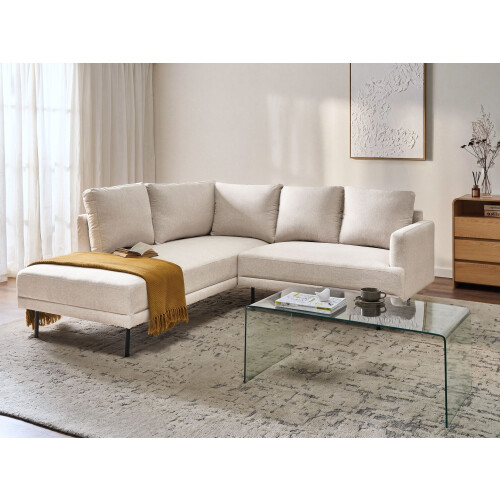 Beliani Corner Sofa 4 Seater BREDA Fabric Light Beige Right Hand 1