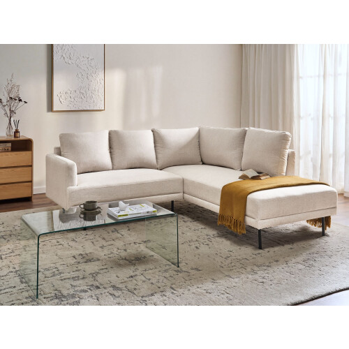 Beliani Corner Sofa 4 Seater BREDA Fabric Light Beige Left Hand 2