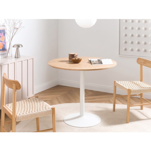 Beliani Dining Table TINO Light Oak 90 cm 90 cm 1