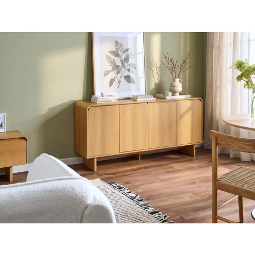 Beliani 4 Door Sideboard DELORAINE Light Brown 1