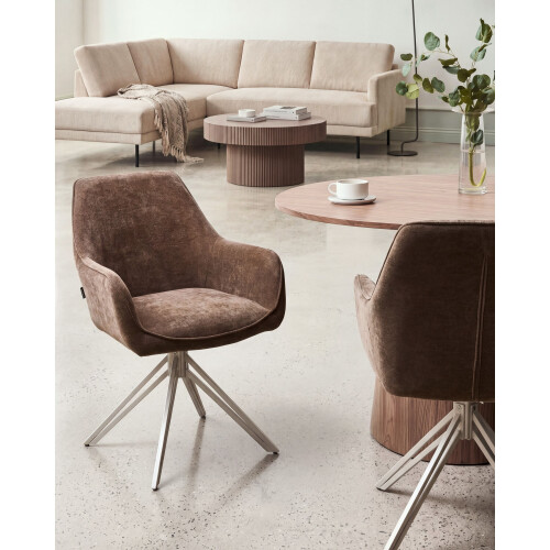 Beliani Set of 2 Dining Chairs JODAR Fabric Brown 1