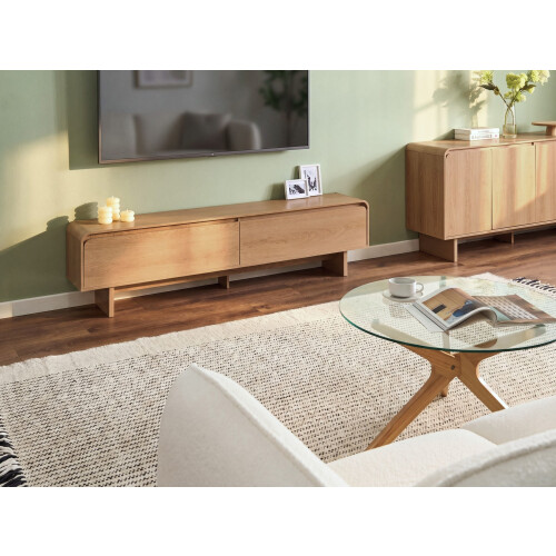 Beliani TV Stand DELORAINE Light Brown 1
