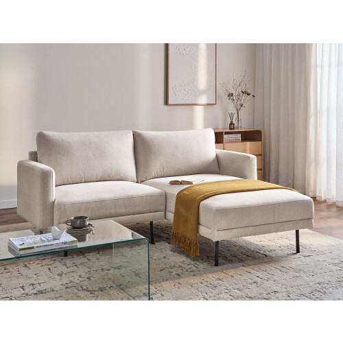 Beliani Corner Sofa 2 Seater BREDA Fabric Light Beige Left Hand 1