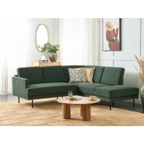 Beliani Corner Sofa BREDA Fabric Dark Green Left Hand 1
