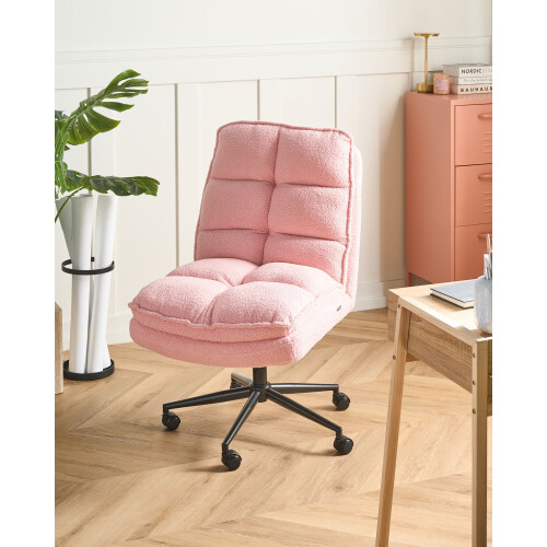 Beliani Office Chair ADDISON Boucle Pink 1