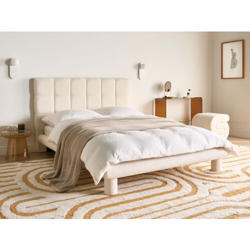 Beliani Bed Boucle CRESSAT 140 x 200 cm (EU Double) Off-White 1